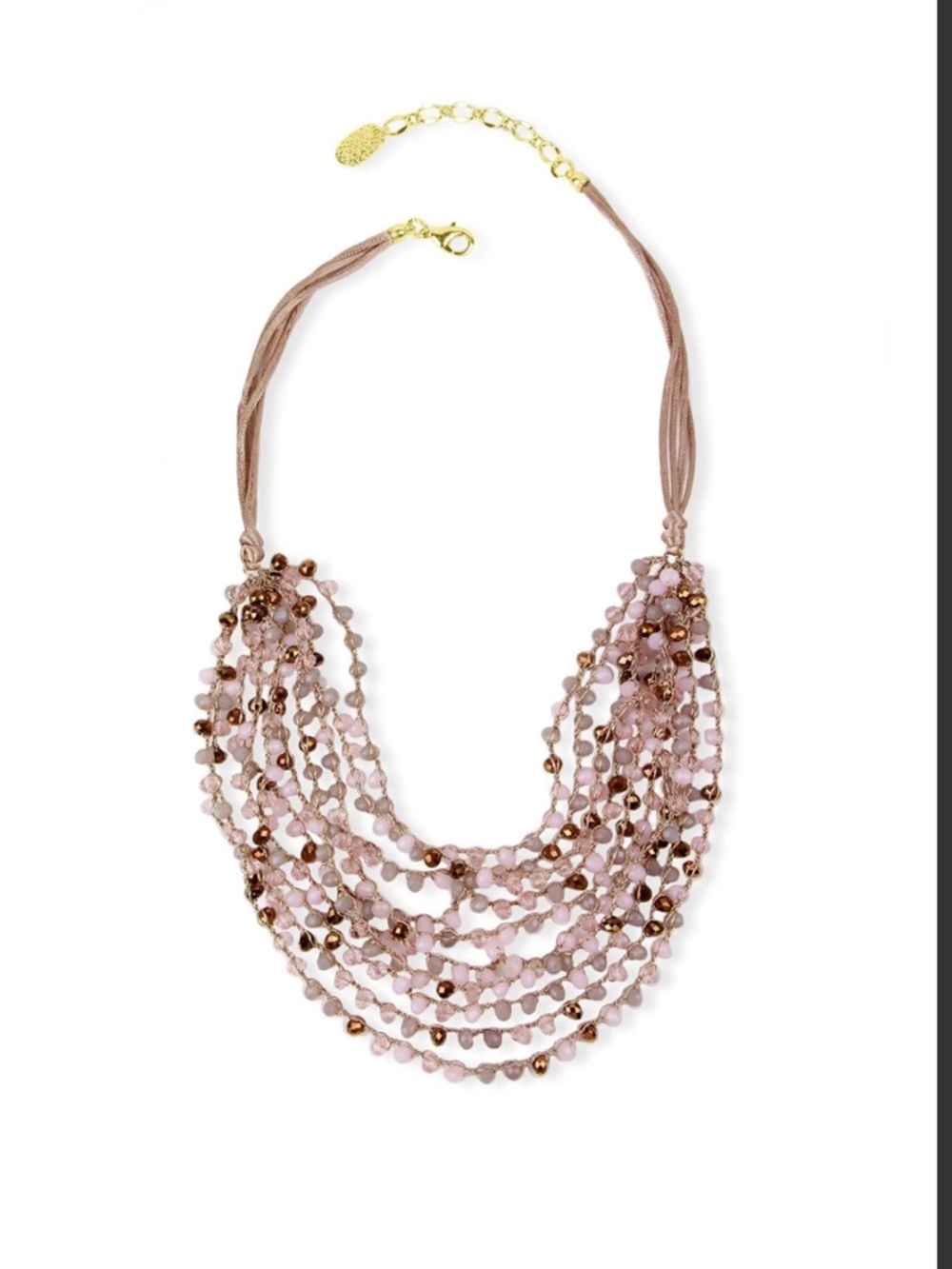 SAACHI Pink and Gold Multi-Strand Beaded Necklace - Picture 2 of 4